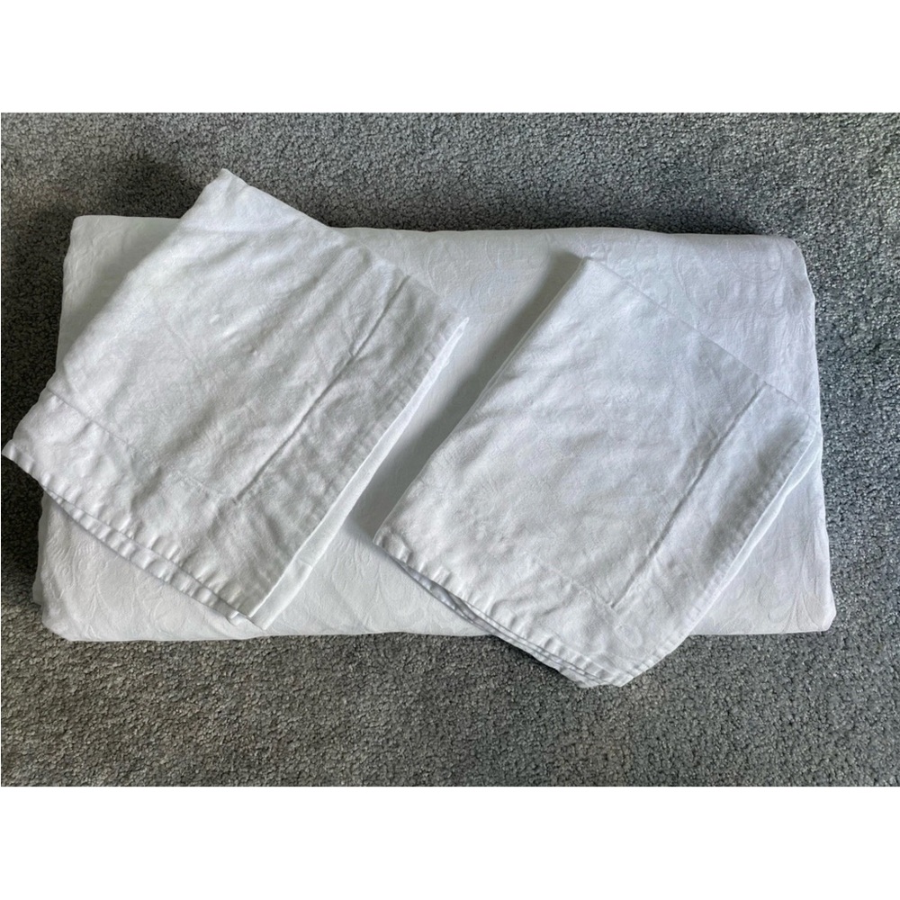 KING Duvet Cover & 2 Shams pillow covers Set Cotton White By Whitney Street